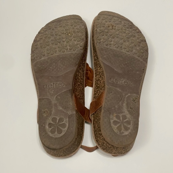 Aetrex Harper Braided Sandal Thong Womens 9.5 SC312W Brown Cork - Picture 8 of 11